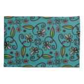 Housse D'oreillers Cute Floral Pattern Teal (Dos-gauche)