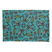 Housse D'oreillers Cute Floral Pattern Teal (devant-gauche)