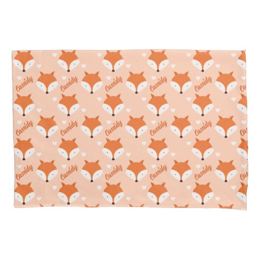 Housse D'oreillers Cute Fox Face Enfants Nom Monogramme Animal (devant)