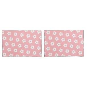 Housse D'oreillers Cute Girly rose blanc marguerite