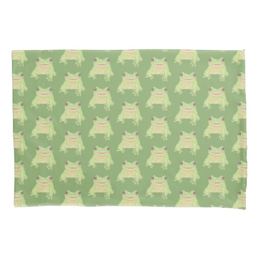 Housse D'oreillers Cute Green Tree Frog - transsp motif. (devant)