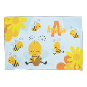 Housse D'oreillers Cute Happy Bumble Bee with Flowers (devant)