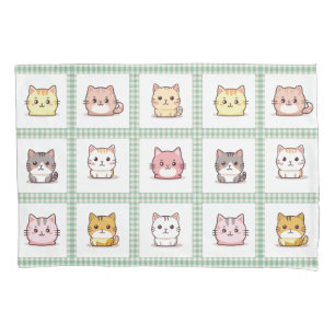 Housse D'oreillers Cute Kittens Vintage En vichy Oreiller