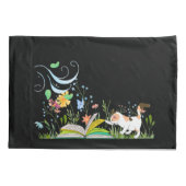 Housse D'oreillers Cute Kitty Lecture dans le jardin (Dos)