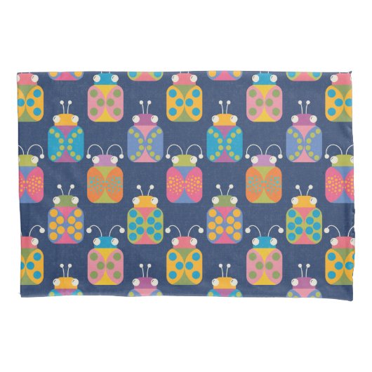 Housse D'oreillers Cute Ladybug Pattern on Blue (devant)