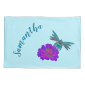 Housse D'oreillers Cute libellule Et Fleur Rose Clair Personnalisé (Dos)