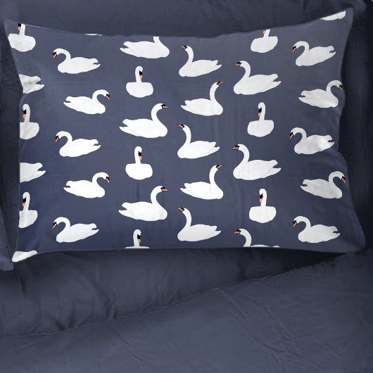 Housse D'oreillers Cute Modern Blue Swan Pattern Pillowcase