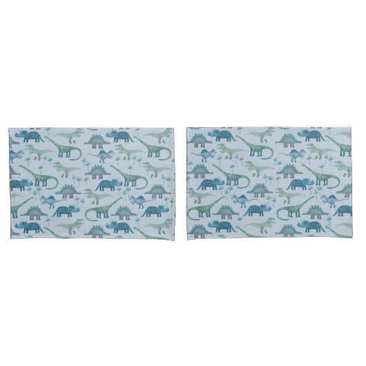 Housse D'oreillers Cute Motif de dinosaure bleu préhistorique (devant-Set)