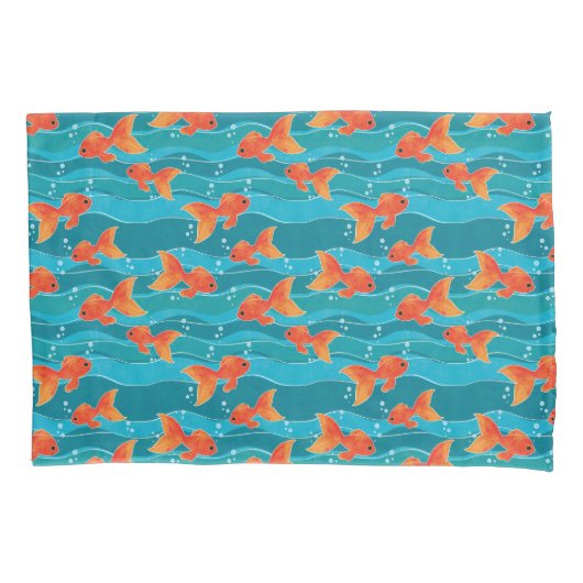 Housse D'oreillers Cute Motif de natation Goldfish & Water (devant)