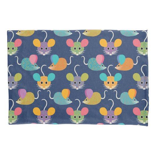 Housse D'oreillers Cute Mouse Pattern on Blue (devant)