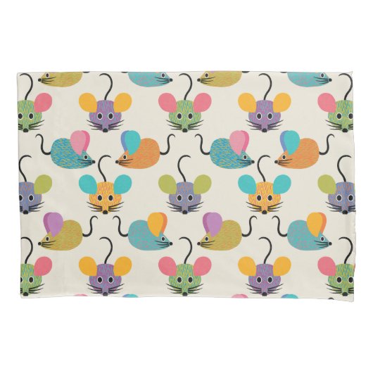 Housse D'oreillers Cute Mouse Pattern on Cream (devant)
