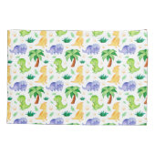 Housse D'oreillers Cute Neon Aquarelle Dinosaur Motif (Dos)