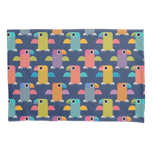 Housse D'oreillers Cute Parrot Pattern on Blue (devant)