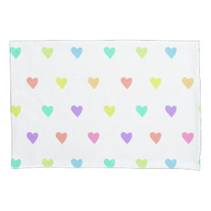 Housse D'oreillers Cute Pastel Rainbow Hearts Motif