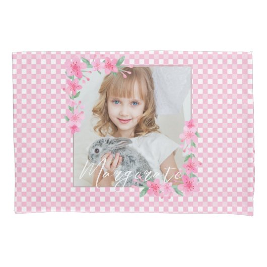Housse D'oreillers Cute Personalized one Photo Pink (devant)
