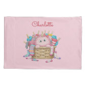 Housse D'oreillers Cute Pink Fluffy Sock Monster Kids Design (Dos)