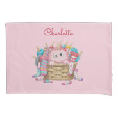 Housse D'oreillers Cute Pink Fluffy Sock Monster Kids Design (devant)
