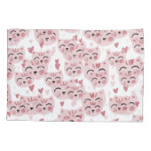 Housse D'oreillers Cute Pink Kittens and Hearts Pattern for Kids (Dos)
