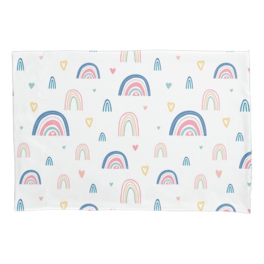 Housse D'oreillers Cute Rainbows & Hearts Motif (devant)