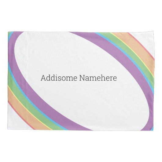 Housse D'oreillers Cute Retro Rainbow Fun Ajouter Votre Nom (Dos)