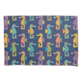 Housse D'oreillers Cute Seahorse Pattern on Blue (devant)