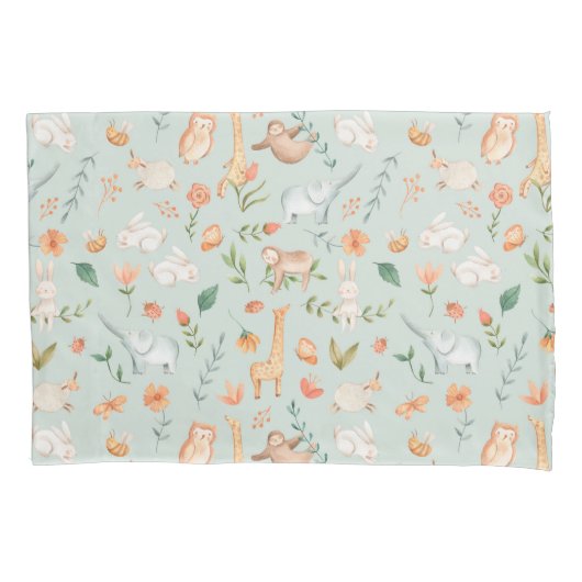 Housse D'oreillers Cute Turquoise bébé animal Pastel Motif (devant)