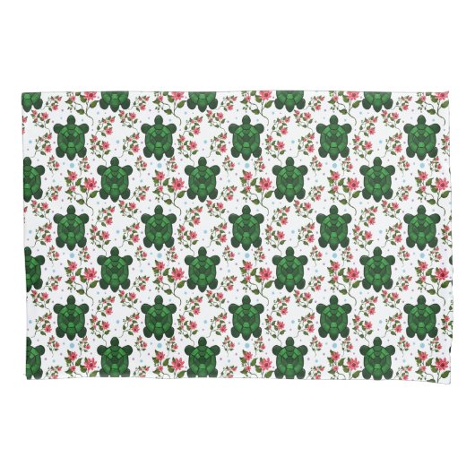 Housse D'oreillers Cute Turtle and Floral Seamless Pattern  (devant)