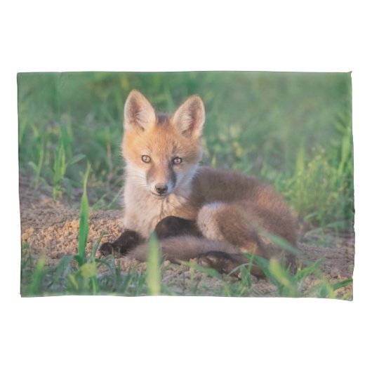 Housse D'oreillers Cutest Baby Animals | Red Fox Kit Relaxing (devant)