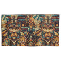 Cyan doux "Mésoamerican Motif" luxueux Pillowcase