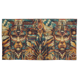 Housse D'oreillers Cyan doux "Mésoamerican Motif" luxueux Pillowcase