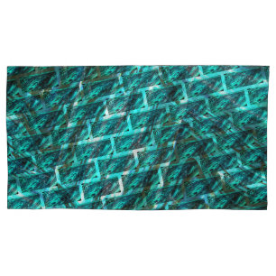 Housse D'oreillers Cyan taché, brouté, râpé ou autre brique