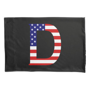 Housse D'oreillers D Monogramme superposé sur le Drapeau américain