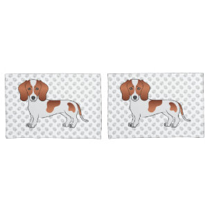 Housse D'oreillers Dachshund à poil lisse pied rouge dessin animé Chi