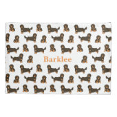 Housse D'oreillers Dachshund aux cheveux longs Personnalisé (Dos)