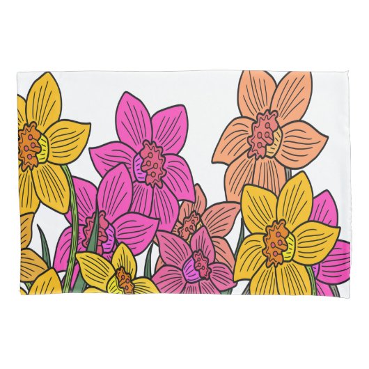 Housse D'oreillers Daffodils colorés Fleurs Design (devant)