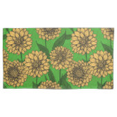 Housse D'oreillers Dahlias en jaune et vert (devant-gauche)
