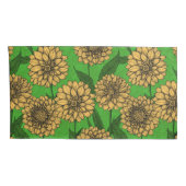 Housse D'oreillers Dahlias en jaune et vert (Dos-Droit)