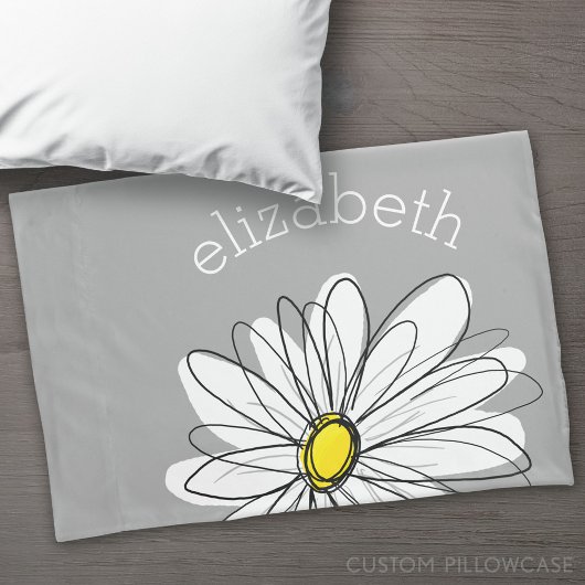 Housse D'oreillers Daisy tendance avec gris et jaune