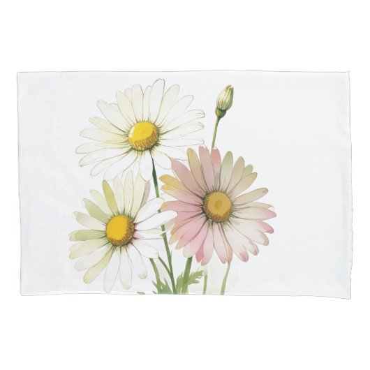 Housse D'oreillers Daisy Watercolor Flower Moderne Professionnel (devant)