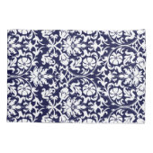 Housse D'oreillers Damas floral bleu marine et blanc (Dos-gauche)