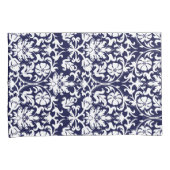 Housse D'oreillers Damas floral bleu marine et blanc (devant-Droit)