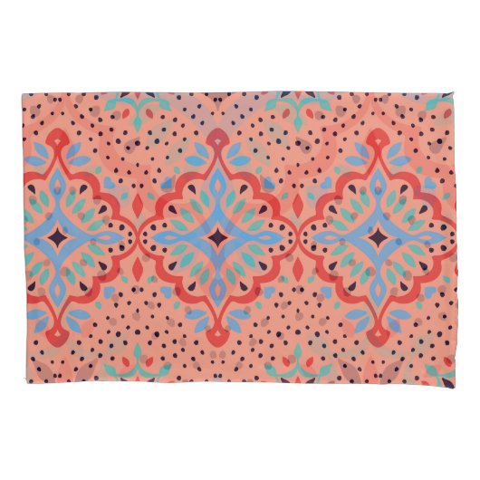 Housse D'oreillers Damas orientales, motif de poterie Talavera. (devant)