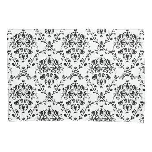 Housse D'oreillers Damask blanc et noir (devant-gauche)