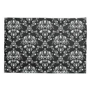 Housse D'oreillers Damassé noire et blanche