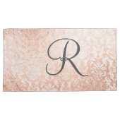 Housse D'oreillers Damassé or rose monogrammé (devant-Droit)