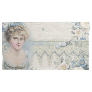 Housse D'oreillers Dame victorienne vintage shabby chic avec des fleu