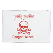 Housse D'oreillers Danger ! ! Les mines ! ! SYMBOLE ☠ Cambodgien Khme (Dos)