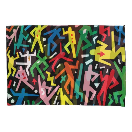 Housse D'oreillers Danser des gens, doodle set motif. (devant)