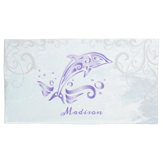 Housse D'oreillers Dauphin violet Coque Coussin personnalisé (devant-gauche)