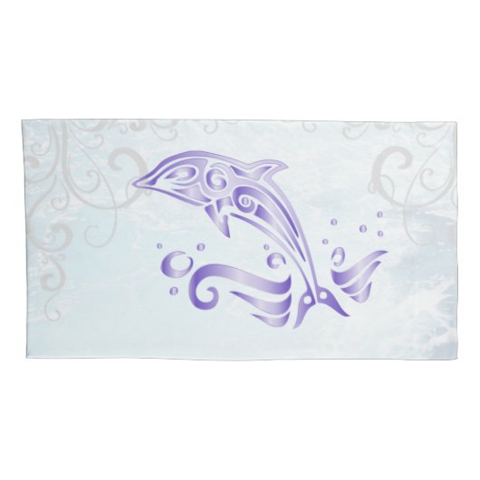 Housse D'oreillers Dauphin violet Coque Coussin personnalisé (Dos-Droit)